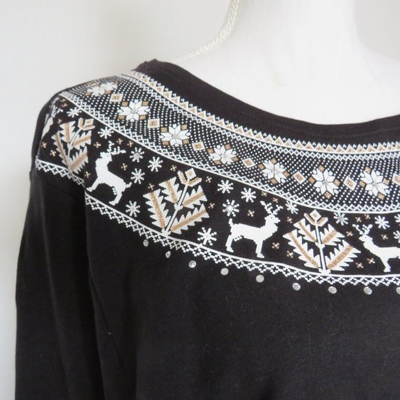 NWT Croft & Barrow The Classic Tee Women’s Winter Theme Embellished knit top 2X - Picture 3 of 10